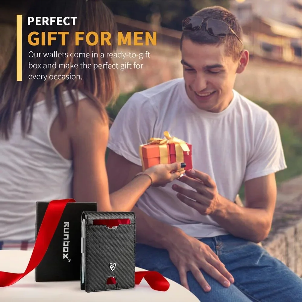 Mens Slim Wallet with Money Clip RFID Blocking Bifold Credit Card Holder for Men